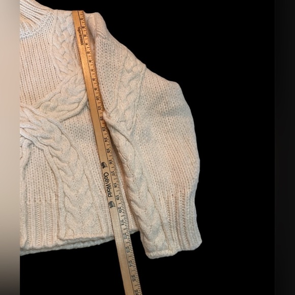 Zara White Ecru Chunky Cable Knit High Neck Oversized Sweater Sz S - Picture 4 of 5